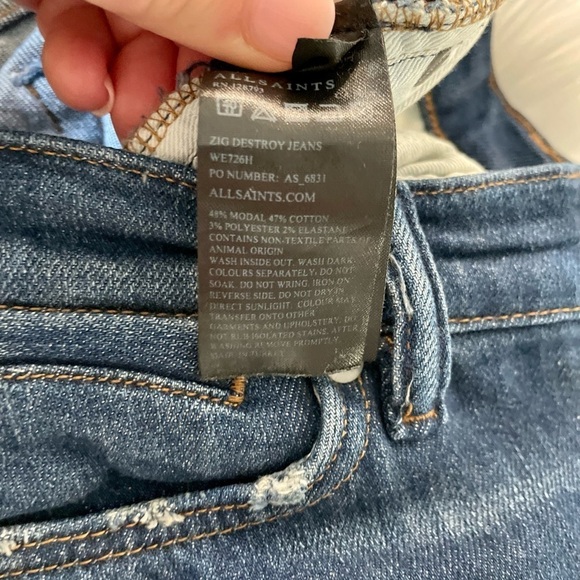 All Saints| Zig Destroy Jeans | Sz 26 - Picture 9 of 9